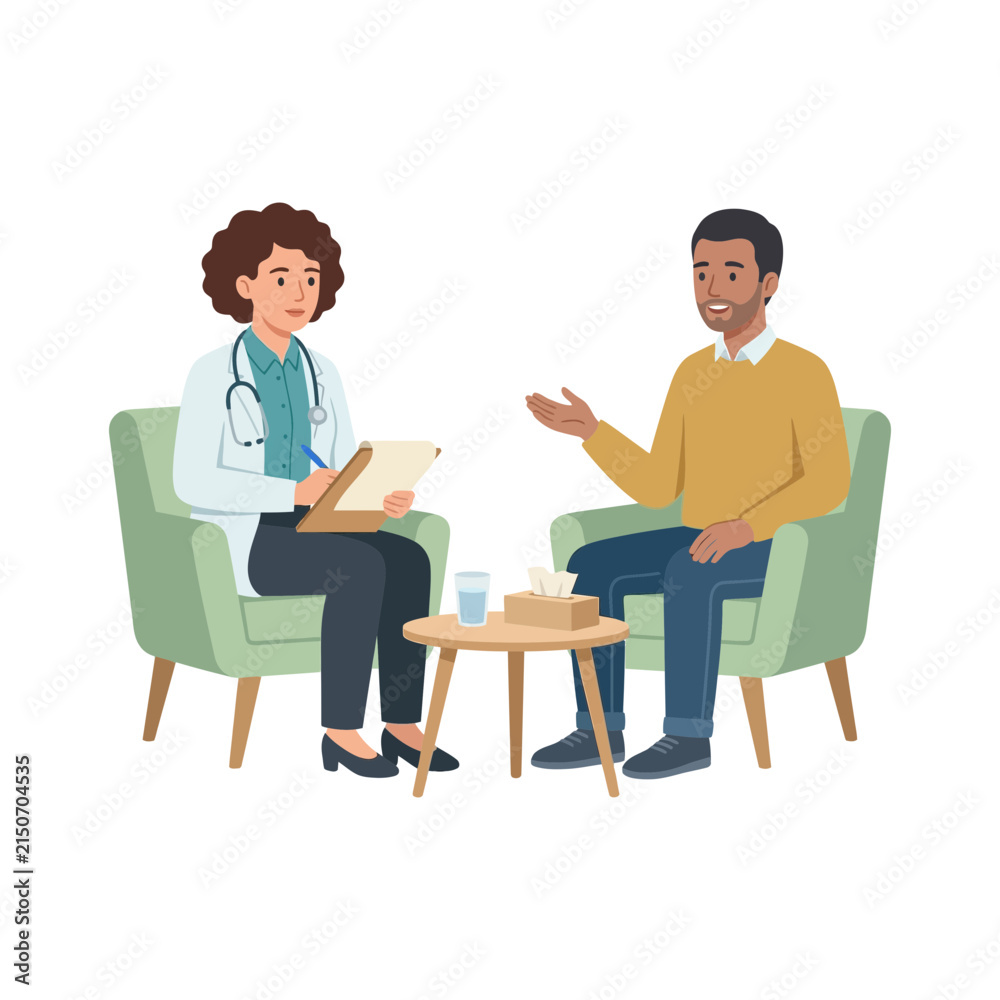 Obraz premium A Professional Medical Specialist Conducting a Mental Health Consultation Session with a Patient