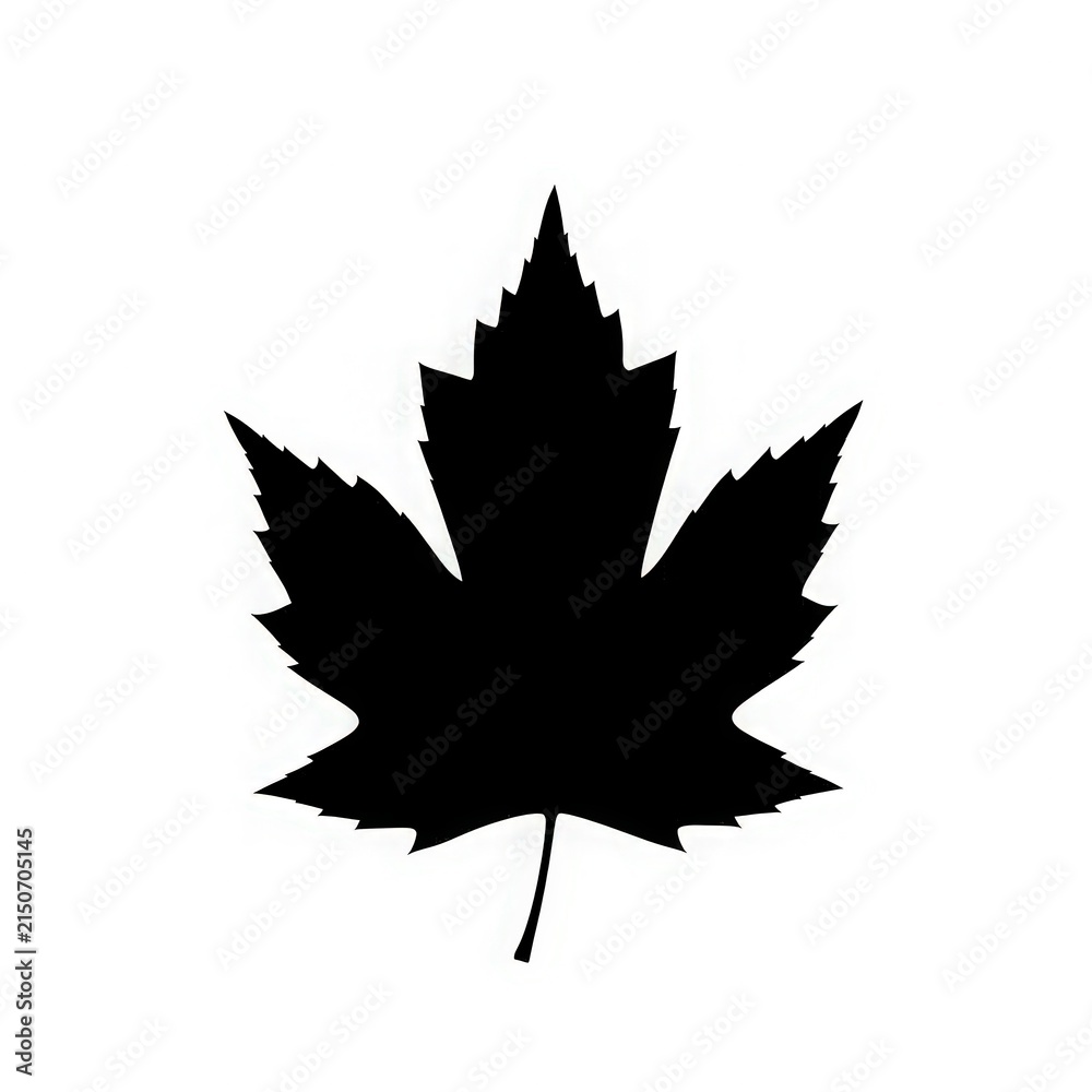 Fototapeta premium Black maple leaf silhouette isolated on white background vector illustration