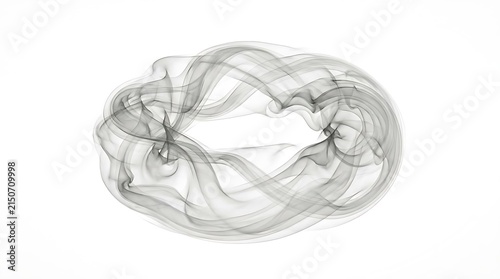 Transparent ethereal swirling ring of white smoke lines.