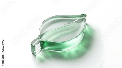 Transparent green glass leaf decorative sculpture.
