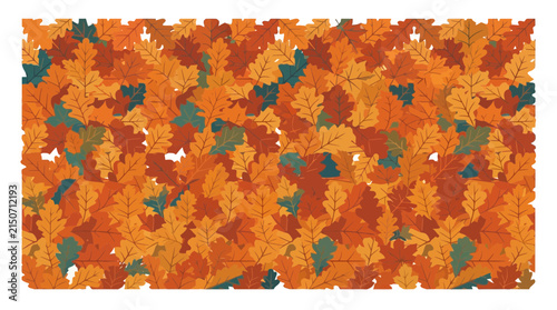 Falling leaves creating a dense pile of autumn foliage in orange and brown tones.