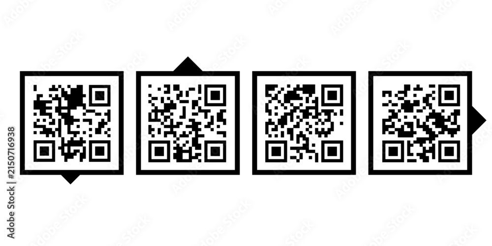 Fototapeta premium QR code frames set with arrows for mobile scanning vector