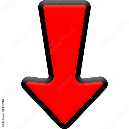 Red Down Arrow Black Border Direction Pointer Download Vector Icon Symbol