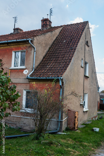 Old Prussian residential building with tiled roof in Gvardeysk, Russia