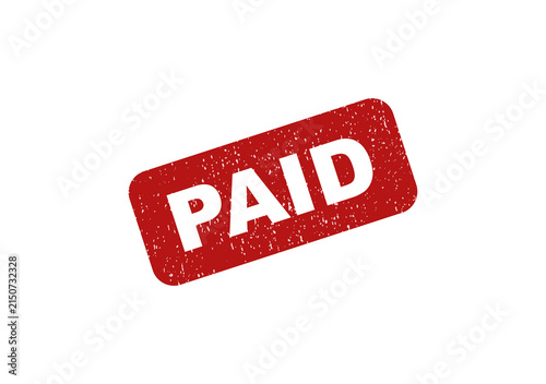 Red rubber stamp with the word paid in a grunge texture style
