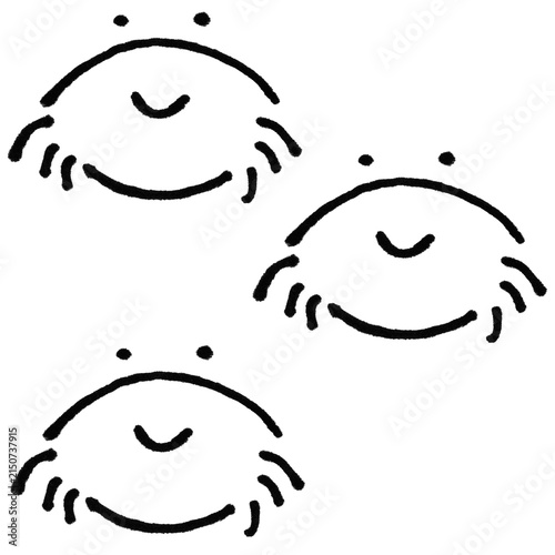 Hand Drawn Cartoon Crab Doodle Black and White Line Art Vector Set.