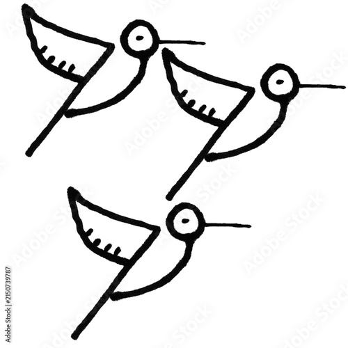 Hand Drawn Cartoon Hummingbird Flying Doodle Black and White Line Art Vector Set

