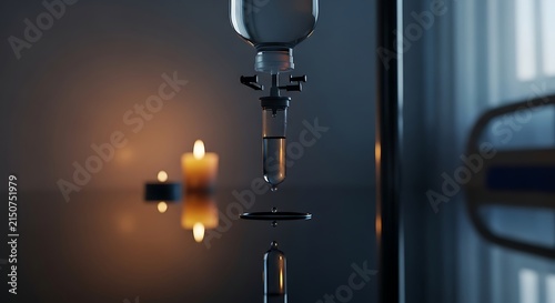 Medical Iv Drip in Dimly Lit Room