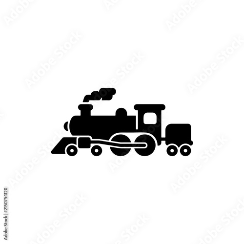 Steam Locomotive Minimalist Flat Icon Representing Railway Transport And Travel Vector illustration