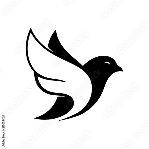 Rounded Wing Bird Logo With Soft Curves For Elegant Minimal Brand Identity Vector illustration