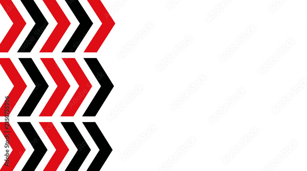 Fototapeta premium Red and Black Chevron Arrow Geometric Pattern on White Background with Copy Space