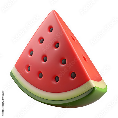3D Rendered Slice of Sweet Red Watermelon Isolated on Pure White Background