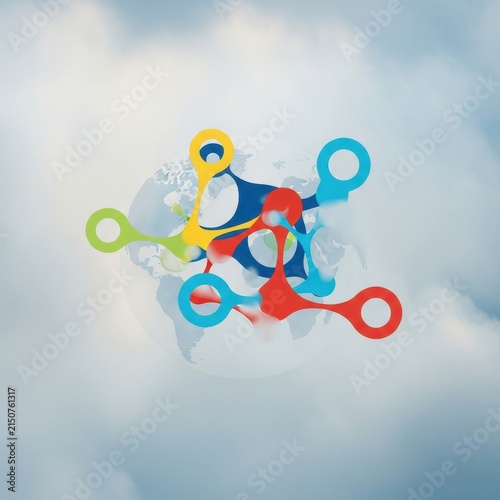 Vibrant Abstract Network of Colorful Interconnected Nodes Symbolizing Global Communication and Technology