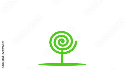 Green spiral tree icon isolated on white background for eco design and nature concepts