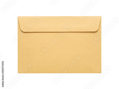 Manila envelope plain blank closed front view, isolated on transparent background