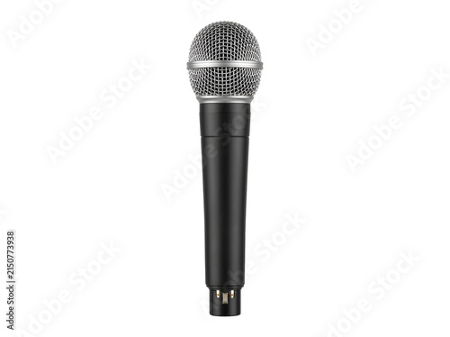 Microphone dynamic black and silver professional audio equipment, isolated on transparent background