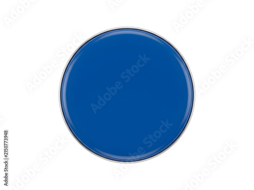 Pin button blue circular blank metallic badge for campaign design, isolated on transparent background
