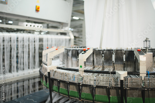 Konstfotografi Circular loom weaving polypropylene fabric in textile factory