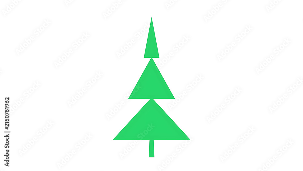 Obraz premium Minimalist green pine tree icon isolated on white background for holiday design projects.