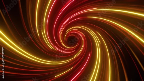 Dynamic swirling light trails in vibrant red and gold abstract motion