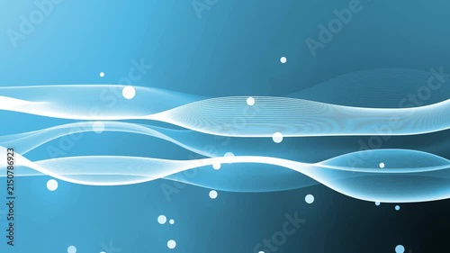 Abstract wave lines flowing across a soft background with floating dots creating a calm modern design animation