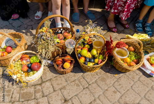 Fruit Baskets Prepared for the Orthodox Feast of the Transfiguration in Kyiv