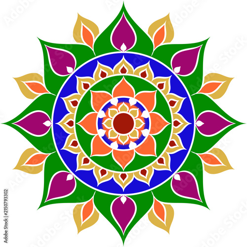 Abstract Floral Mandala Pattern with Ornate Oriental Flower Ornament, Seamless Vector Background for Elegant Wallpaper, Vintage Indian Ethnic Decoration and Decorative Design