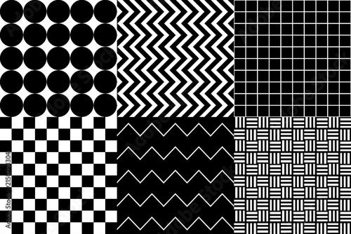 Seamless Black and White Geometric Checkered Pattern Vector Texture for Wallpaper, Textile, Fabric, Tile, Fashion, Retro Design and Decorative Print