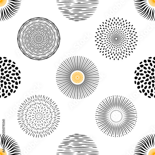 Seamless Circular Pattern with Floral Guilloche Ornaments, Dots and Geometric Curves, Decorative Vector Design for Wallpaper, Certificate and Elegant Background Art