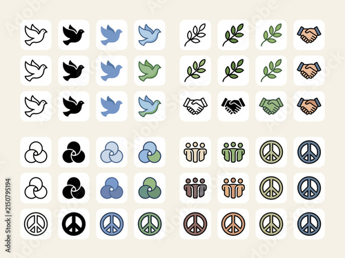 Set of Peace and Harmony Vector Icons in Different Styles