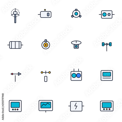 Premium flat vector icon collection of crushers, conveyors, mills, separators, pumps and control systems for mining and mineral processing applications.
