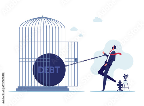 Photography Businessman try breaks free from bank credit card-Crisis and bankruptcy