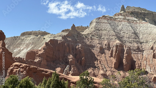 Фотография a mountain with trees and rocks in the fore