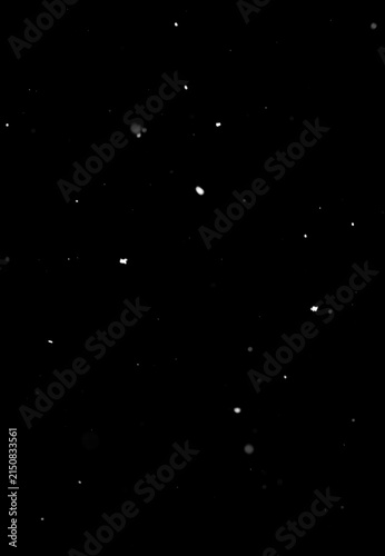 Konstfotografi Falling snow dots on black background, isolated visual effect layer