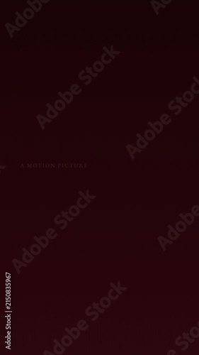 Off-white cinematic title lines with film grain sliding upward line by line on dark red and black duotone background seamless loop