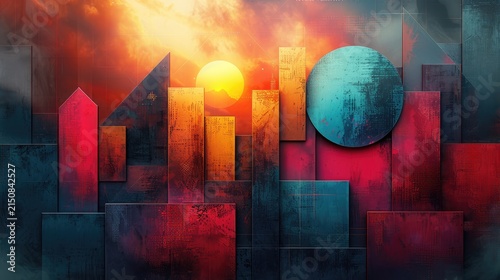 Vivid Cityscape with Abstract Skyline