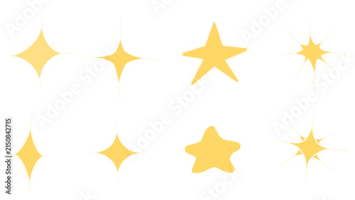 Cute hand drawn yellow stars and sparkles set