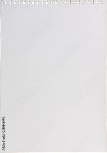 Принти на полотні Blank white A3 sketchbook paper page cutout with spiral top holes, realistic per