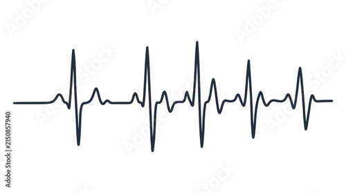 A black heartbeat rhythm line isolated on a white background.