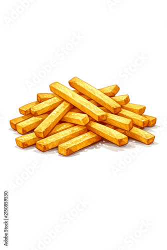 Fried golden french fries in white container