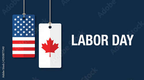 USA and Canada flag tags for Labor Day marketing.
