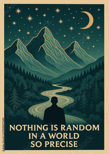 Sufi-Inspired Poster Declaring That Randomness Builds Nothing—Spilled Ink Alone Cannot Compose a Meaningful Book