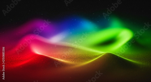 Abstract colorful waves of light flow across a dark starry background creating a vibrant display