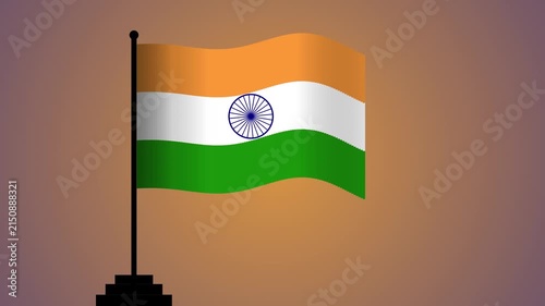 Waving flag of india on a flagpole with a soft gradient background for national pride and independence day celebration events and patriotic graphic designs