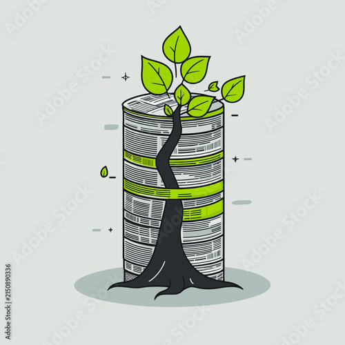 Tree Growing From A Technology Server Unit