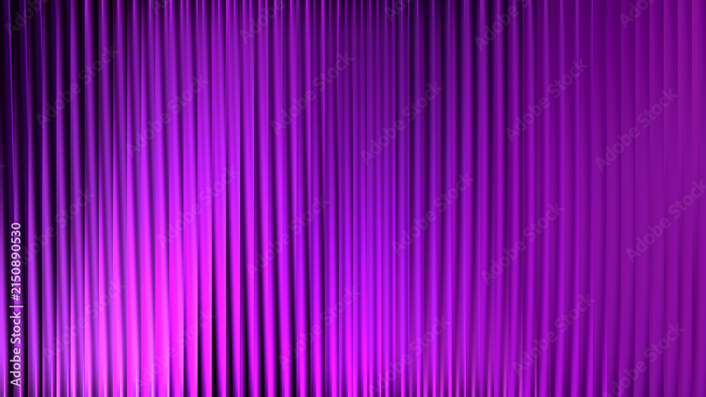 Naklejka premium Neon purple and blue fractal glass background with ribbed fluted effect. Iridescent ripple prism abstract vertical overlay texture. Gradient luminous digital art for modern graphic design.