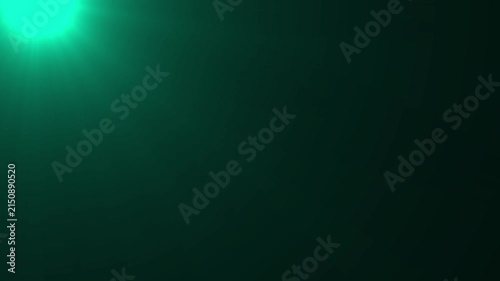 Abstract green lens flare light effect on dark background, cinematic glowing overlay