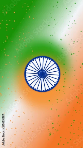 Indian flag tricolor background with central ashoka chakra wheel symbol for independence day celebration and patriotic national event design