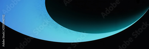 Bright cyan abstract curve with subtle texture against a stark black background creating 