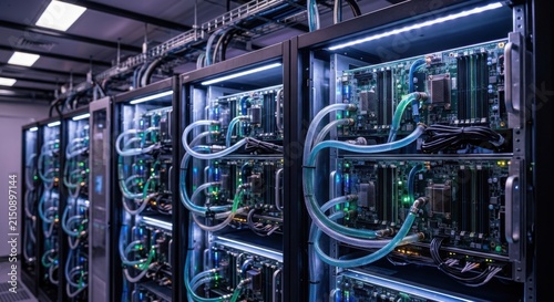 Liquid-Cooled AI Server Racks in Datacenter